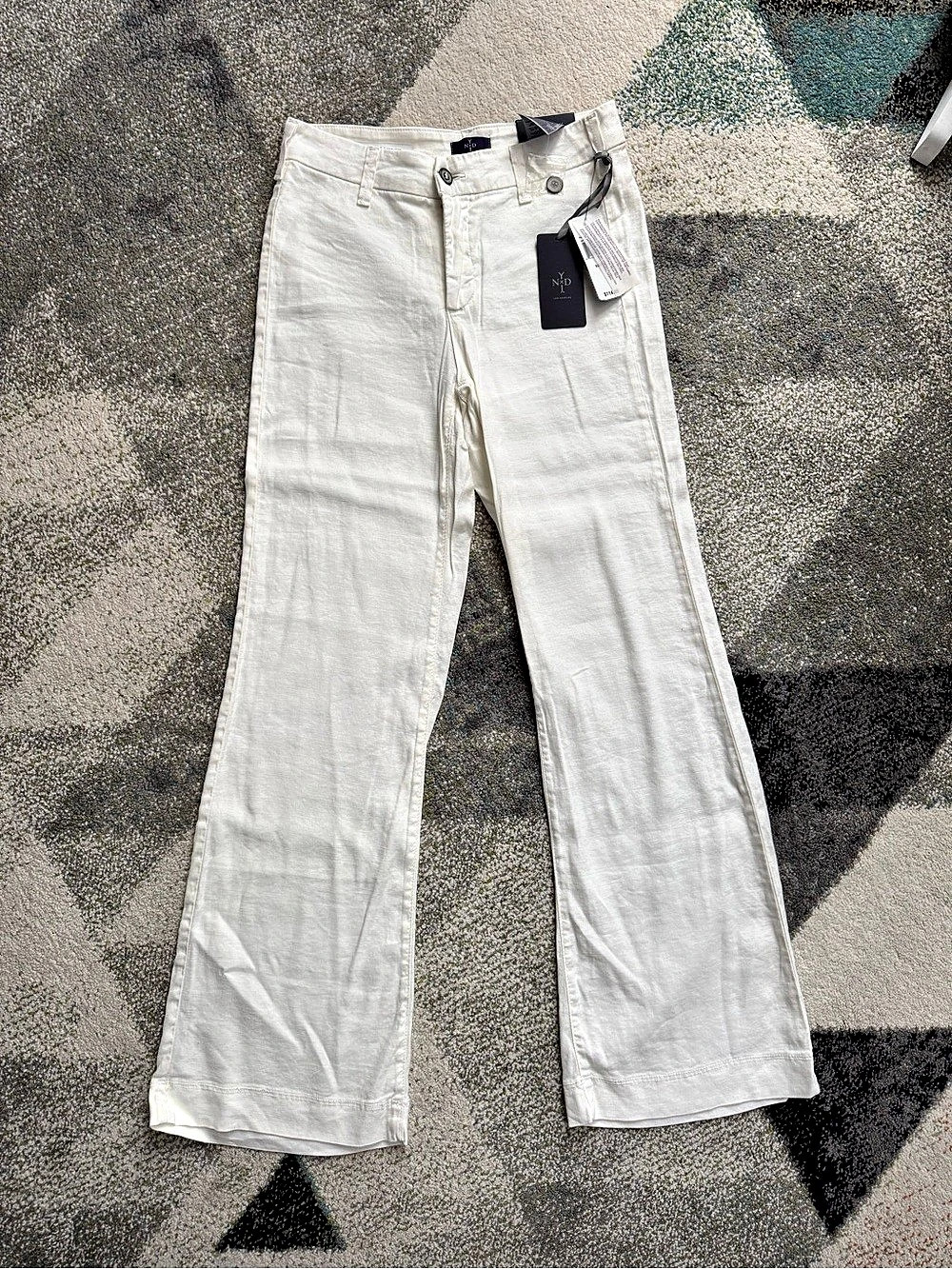 NYDJ Claire Trouser Wide Leg Pants in White Size 2P NWT